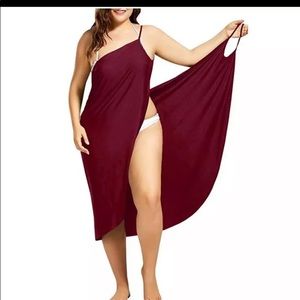 BURGANDY SARONG SWIMSUIT COVER UP